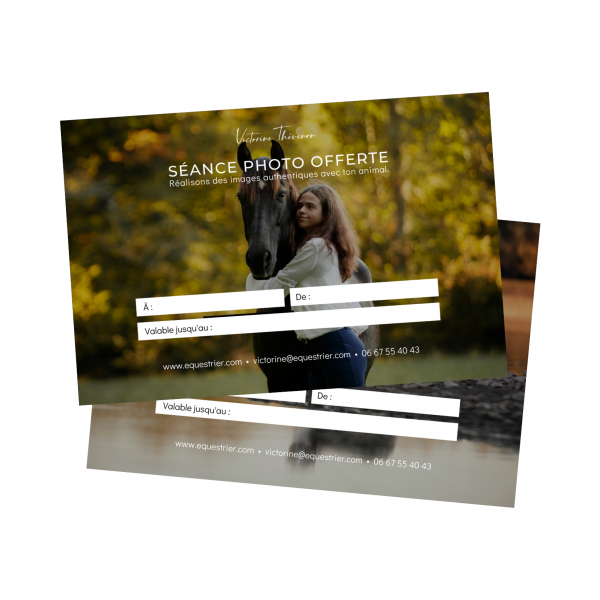 Carte cadeau pour offrir une séance photo équine ou canine